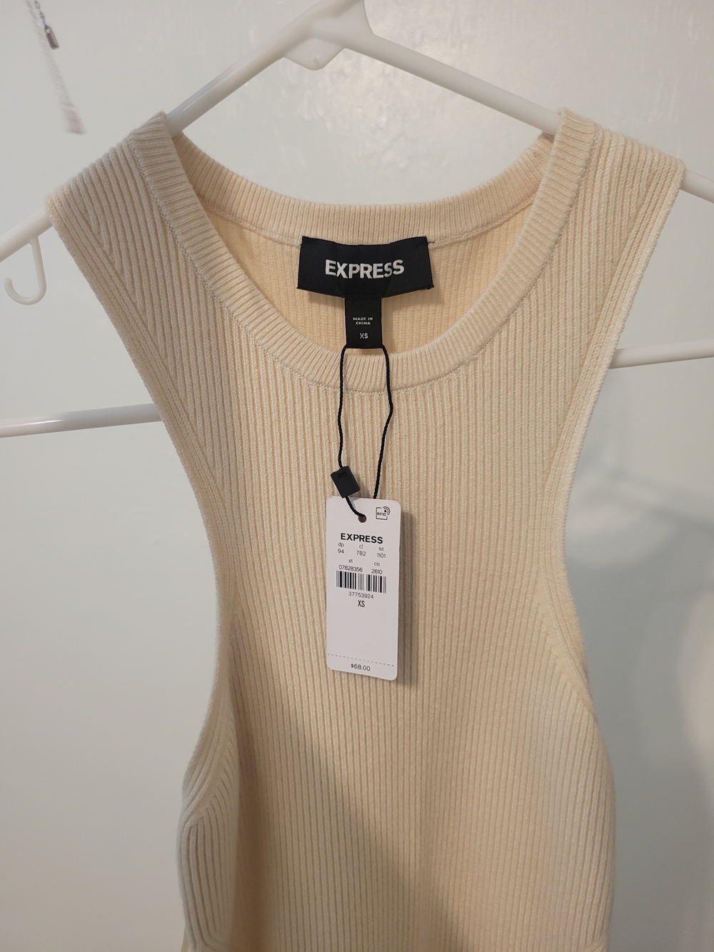 Express Cream Ribbed Tank Dress - Picture 5 of 5